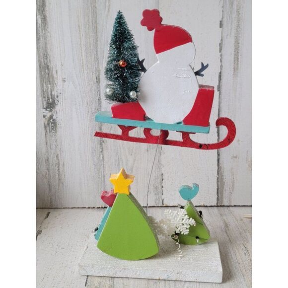 Joy snowman sled tree figure Xmas Decor bird heart glitter - Picture 7 of 7